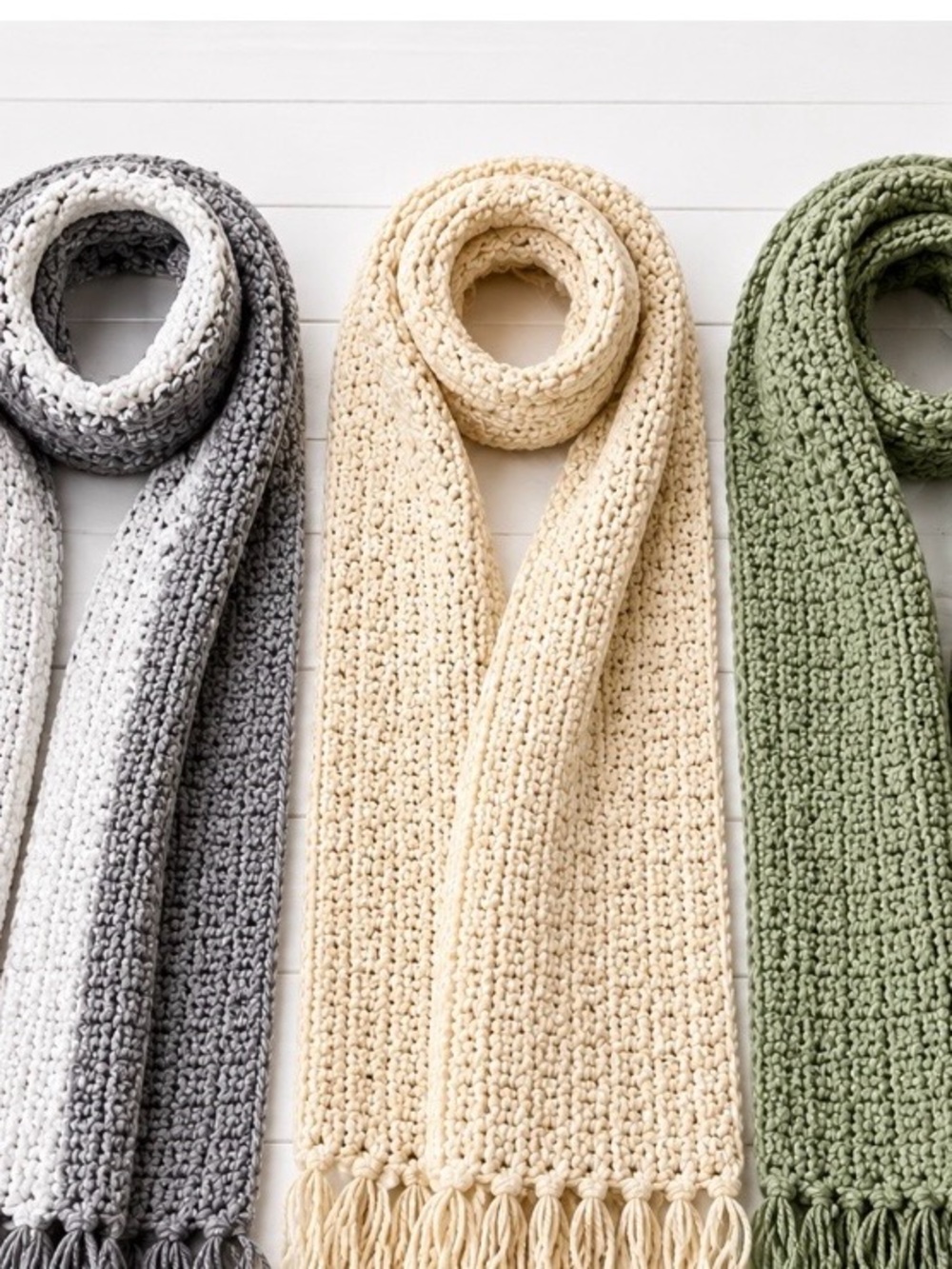 Handcrafted Cream Crochet Scarf by